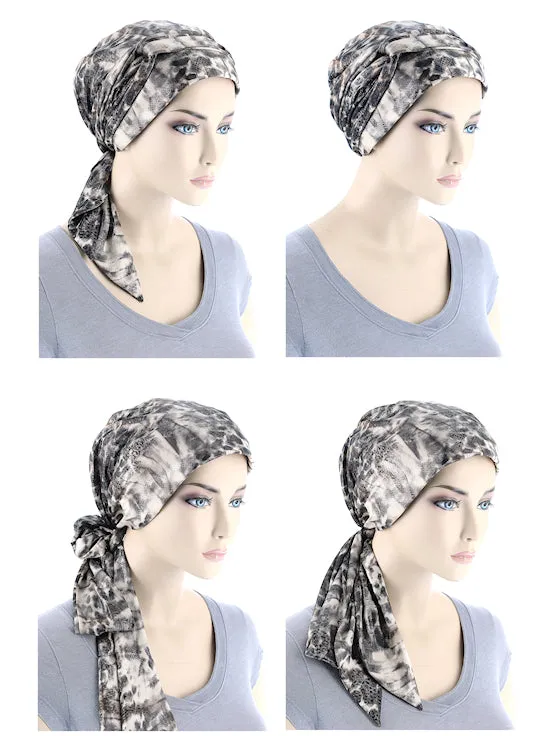 WPS-883#Head Wrap Scarf Leopard Brown